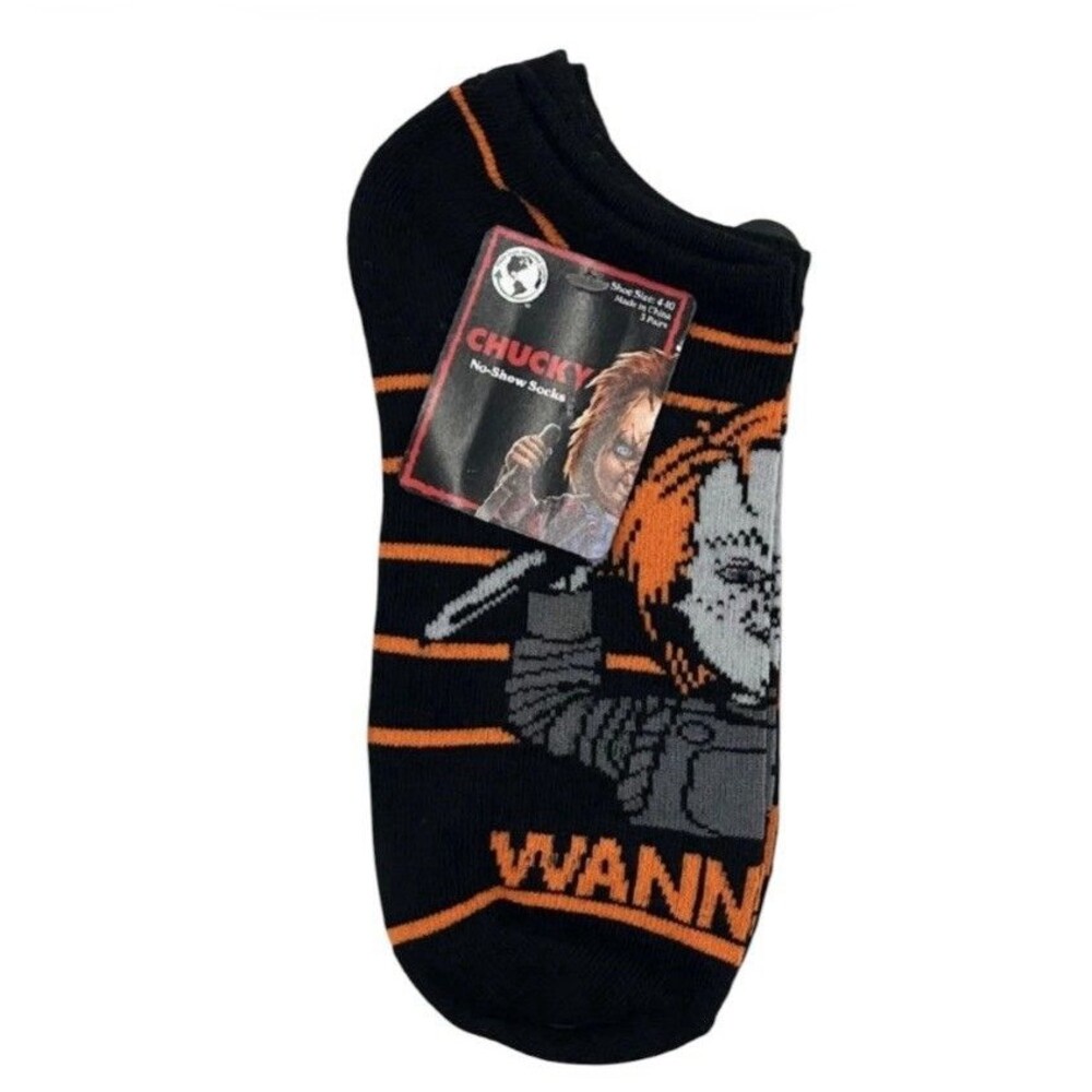 3x Chucky Halloween Novelty No Show Socks  Size 4-10